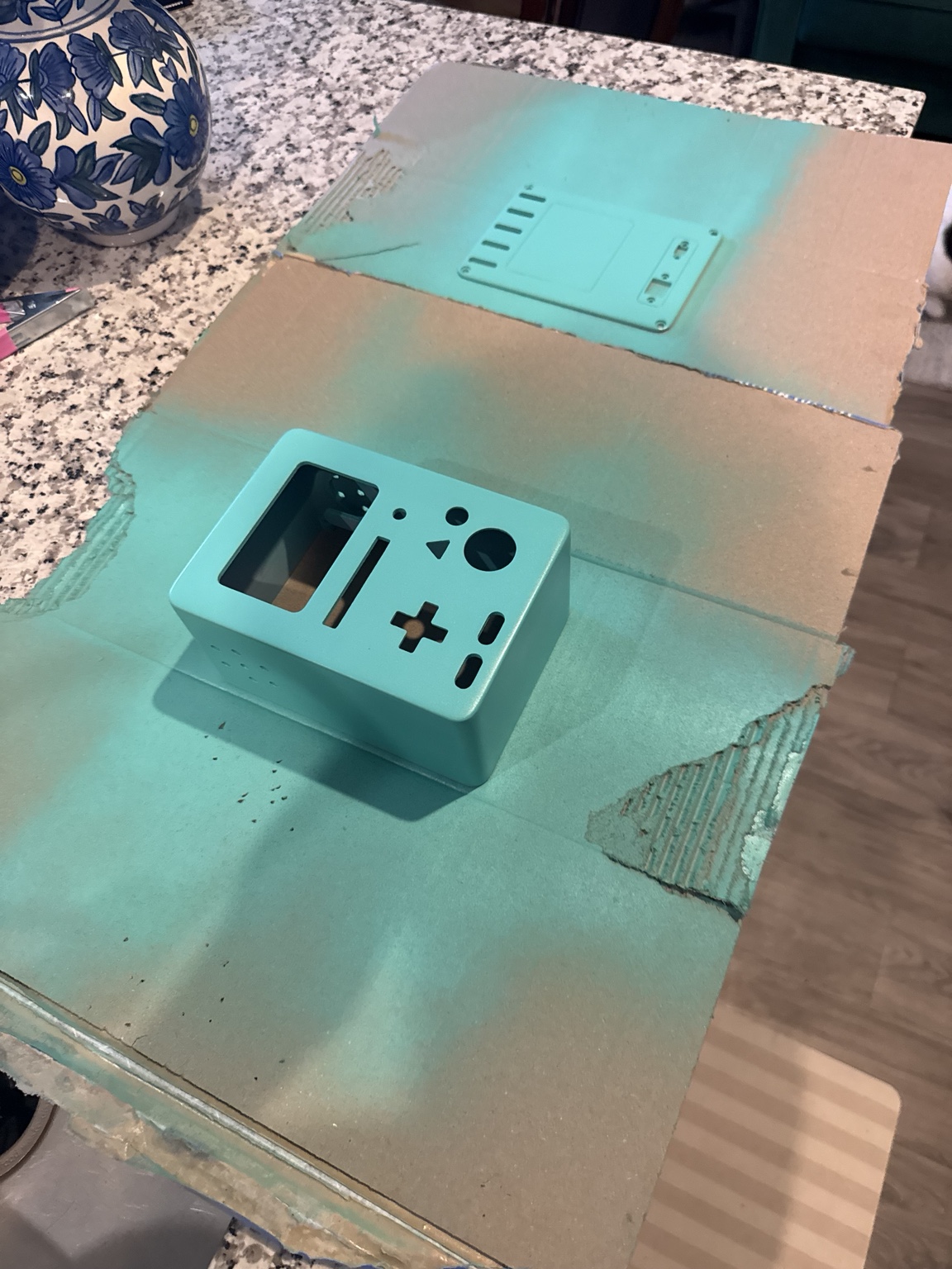 Freshly painted BMO enclosure ready for assembly