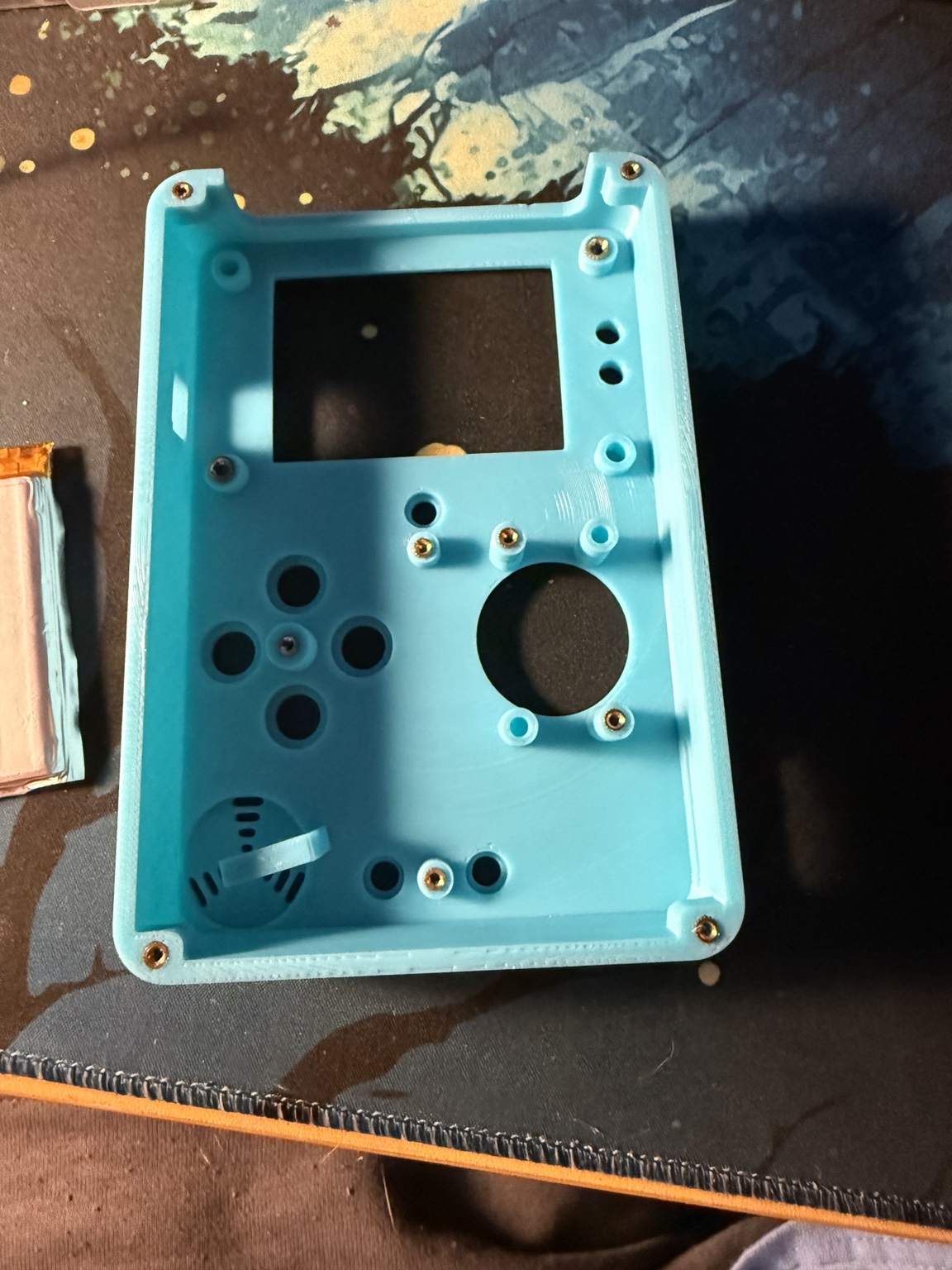Blue 3D-printed CHRISCADE handheld shell