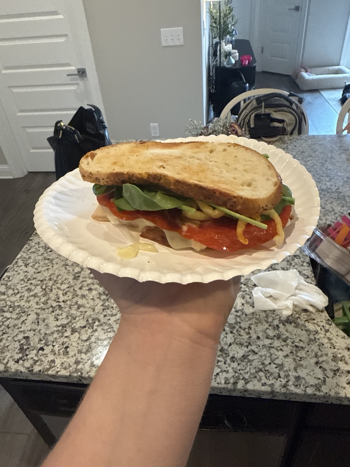 Sandwich made with fresh vegetables
