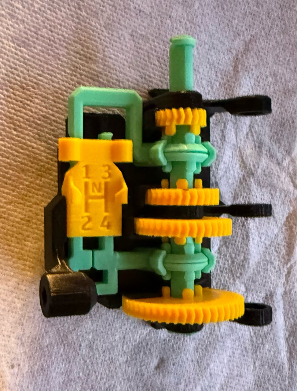 3D-printed four-speed transmission assembly