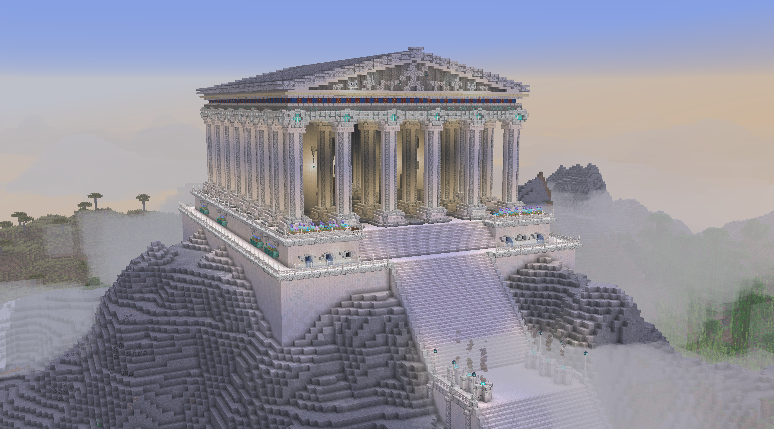 Minecraft temple on a mountain