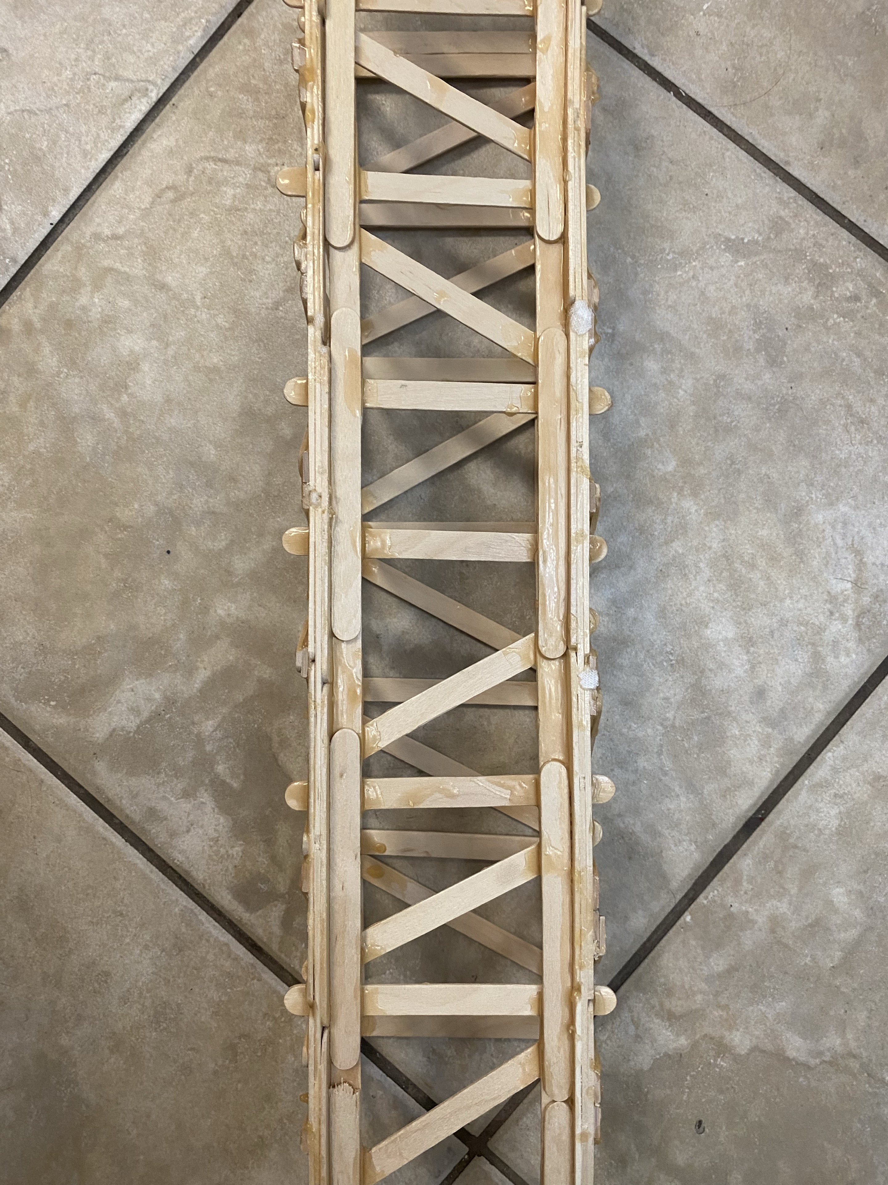 Top view of the popsicle-stick Pratt bridge