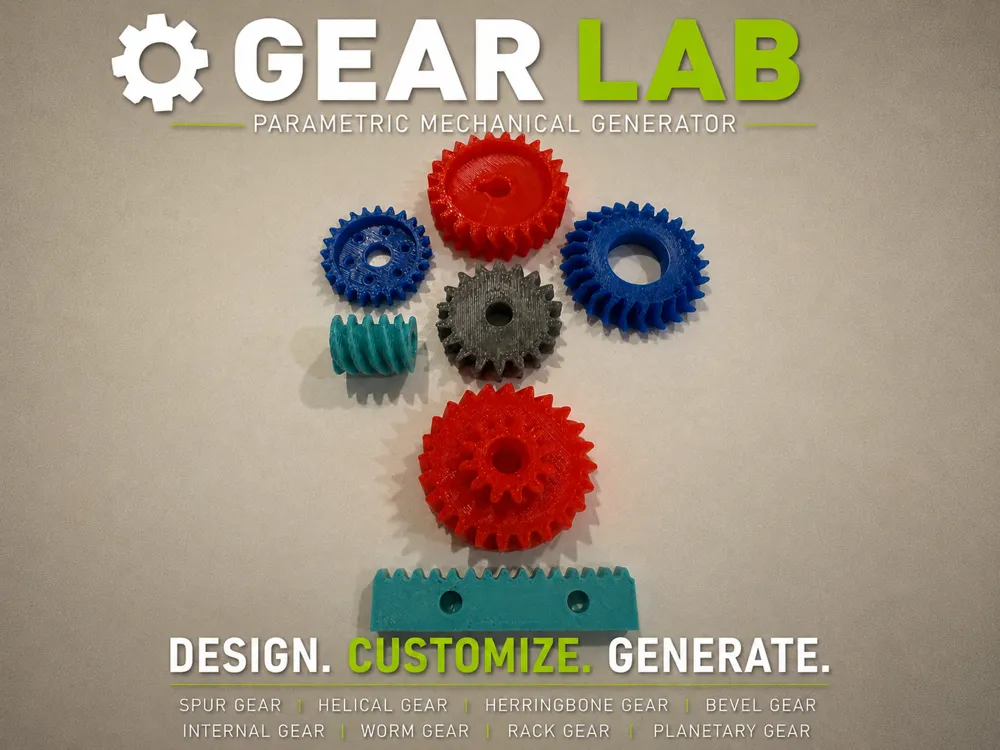 Colorful parametric gears and mechanical parts from Gear Lab