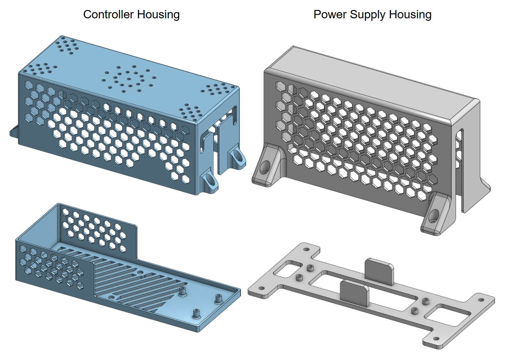 CAD designs for controller and power supply housings for robotic additive manufacturing