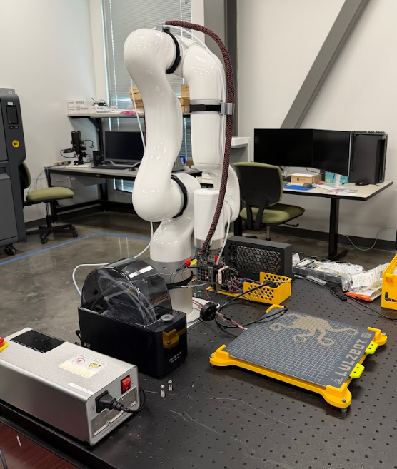 Robotic additive manufacturing workcell in the engineering lab